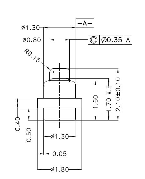 直径1.3*高度2.1mm Pogo pin DP132117-1