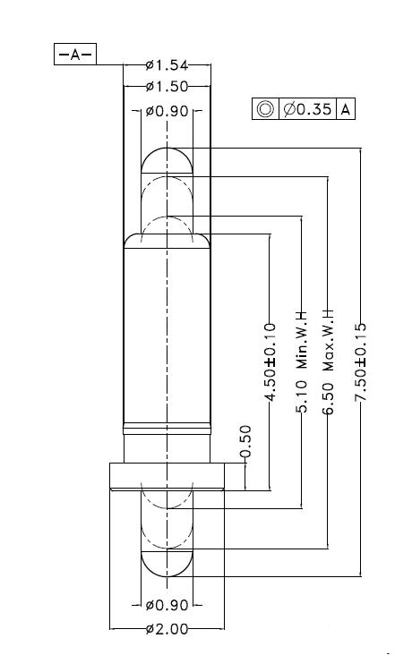Φ1.5*H7.5mm Pogo pin DP157501-1