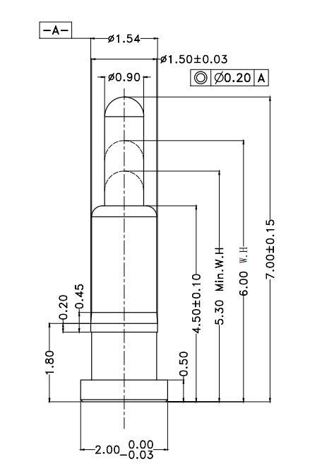 Φ1.5*H7.0mm Pogo pin FP157060-1