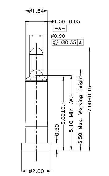 Φ1.5*H7.0mm Pogo pin FP157055-1