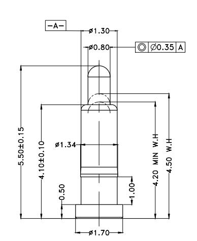 Φ1.3*H5.5mm Pogo pin FP135545-1