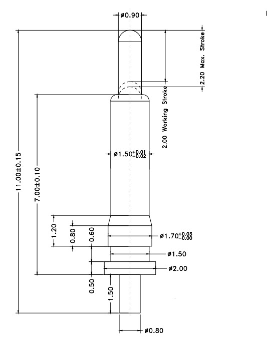 Φ1.5*H9.5mm Pogo pin FP159575-1