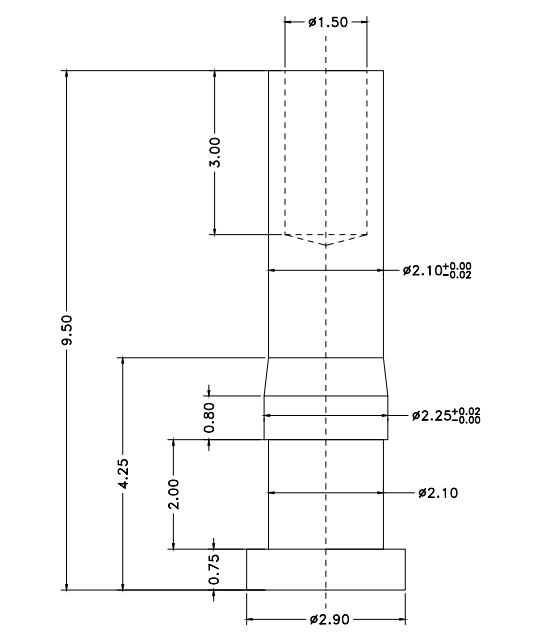 Φ2.1*H9.5mm Target contact SXP212995-1