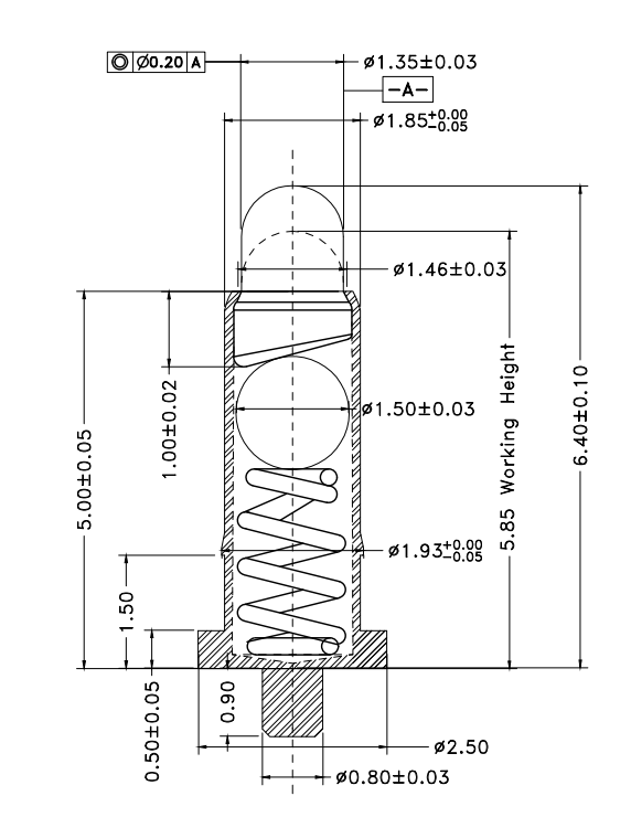 Φ1.9*H6.4mm Pogo pin DP196459-1