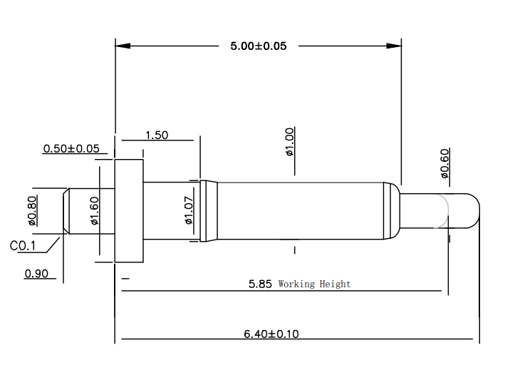 Φ1.0*H6.4mm Pogo pin DP106458-1