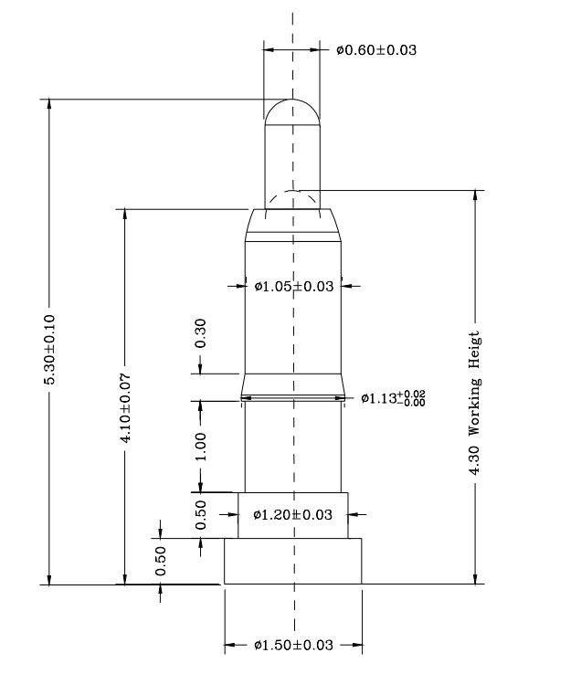 Φ1.05*H5.3mm Pogo pin FP115343-1