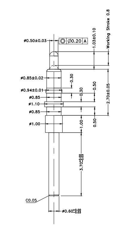 Φ0.85*H4.73mm Pogo pin DP094739-1