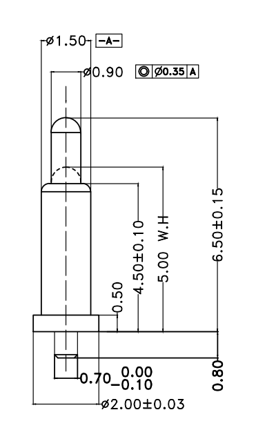 Φ1.5*H6.5mm Pogo pin DP156550-1