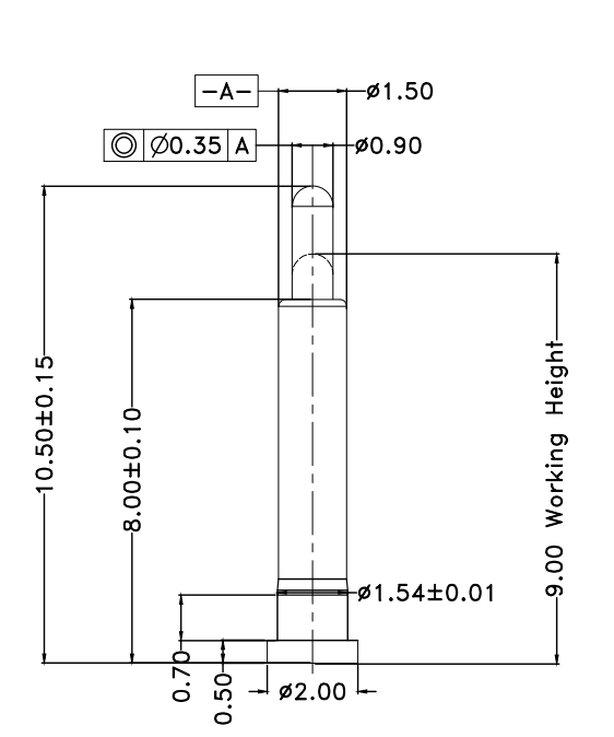 Φ1.5*H10.5mm Pogo pin FP151190-1
