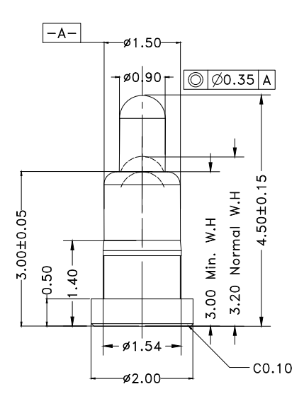 Φ1.5*H4.5mm Pogo pin FP154530-1