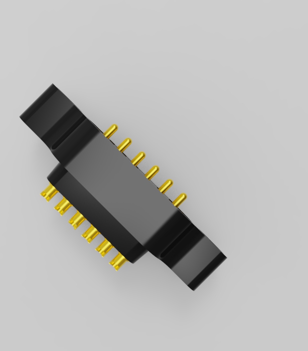 6P 2.54mm pitch solder cup pogo pin connector Height=13.5mm