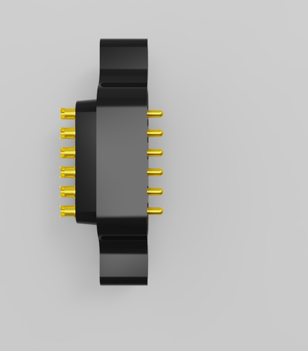 6P 2.54mm pitch solder cup pogo pin connector Height=13.5mm