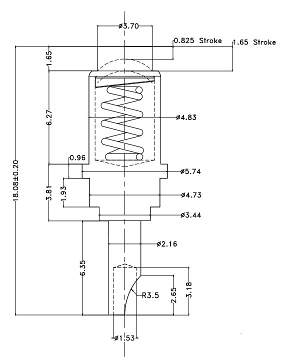 Φ4.83*H18.08mm Solder cup Pogo pin DP481811-1