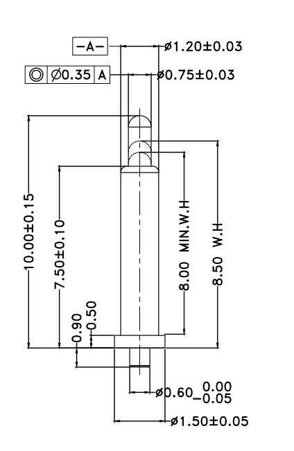 Φ1.2*H10.0mm Pogo pin DP121101-1
