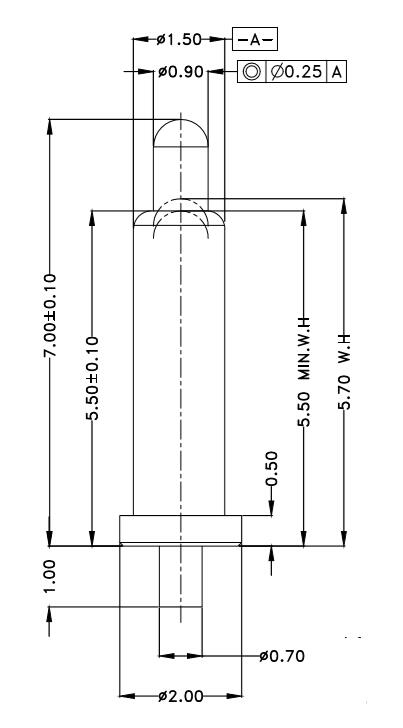 Φ1.5*H7.0mm Pogo pin DP157057-1