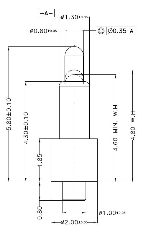 Φ1.3*H5.8mm Pogo pin DP135848-1