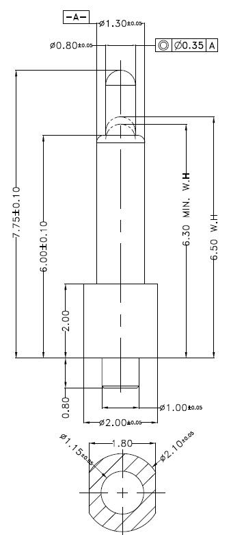 Φ1.3*H7.75mm Pogo pin DP137765-1