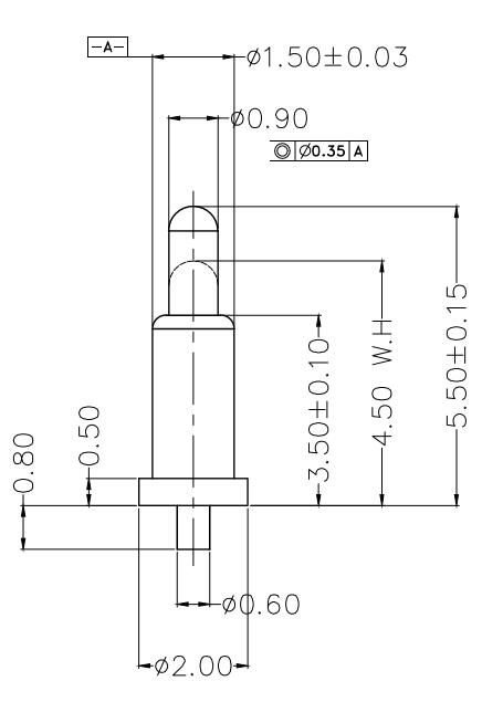 Φ1.5*H5.5mm Pogo pin DP155545-1