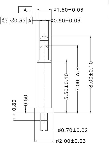 Φ1.5*H8.0mm Pogo pin DP158070-1