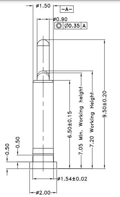 Φ1.5*H9.5mm Pogo pin G011003-1